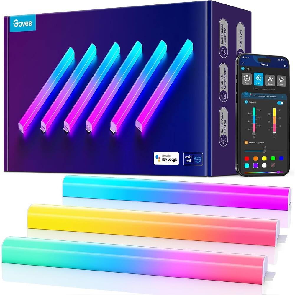 Govee Customizable LED Strip Lights
- 410 LED
- Multiple Scenes
- Music Sync
- Voice Control (Works with Alexa and Google Assistant)
- Smart Control
- RGB Gradient
- Reactive to Music
- Works with Hey Google and Alexa
