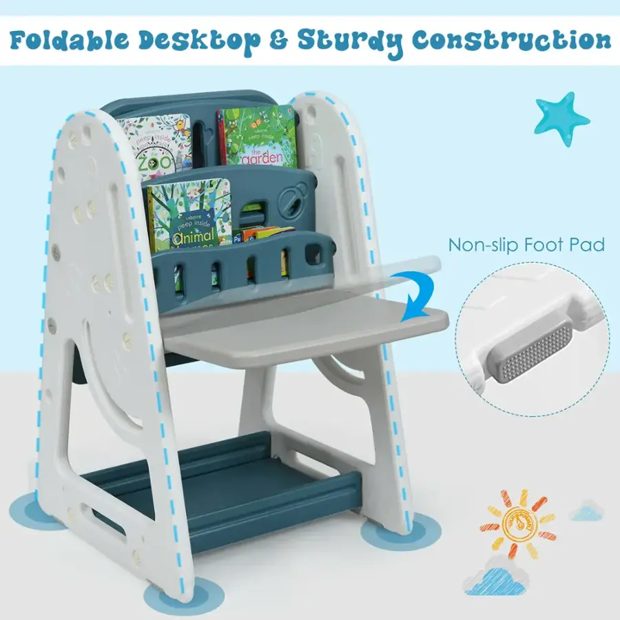 Foldable Desktop & Sturdy Construction: Coloring Book & Animal Sounds Inside, Peek-a-boo Peeper, Non-slip Foot Pad.