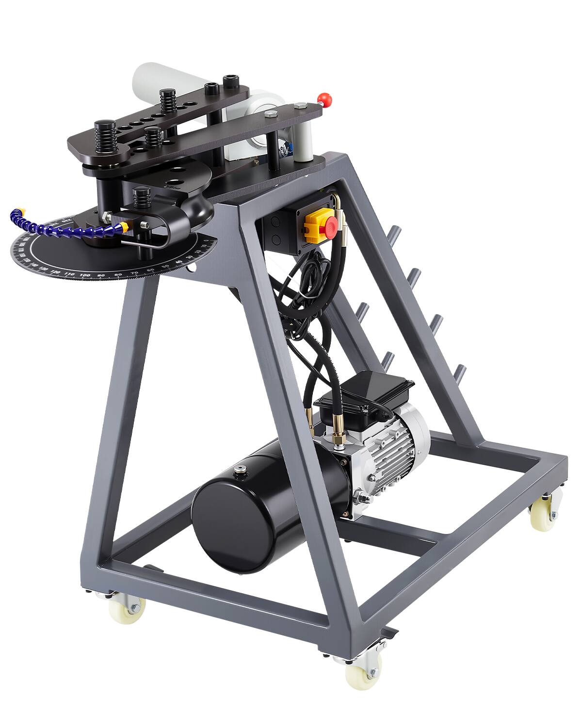 Front. VEVOR - Electric Tube Bending Machine, 750W Electric Tubing Bender with 6L Hydraulic Cylinder, Movable Pipe Bender Machine - Black;Grey.