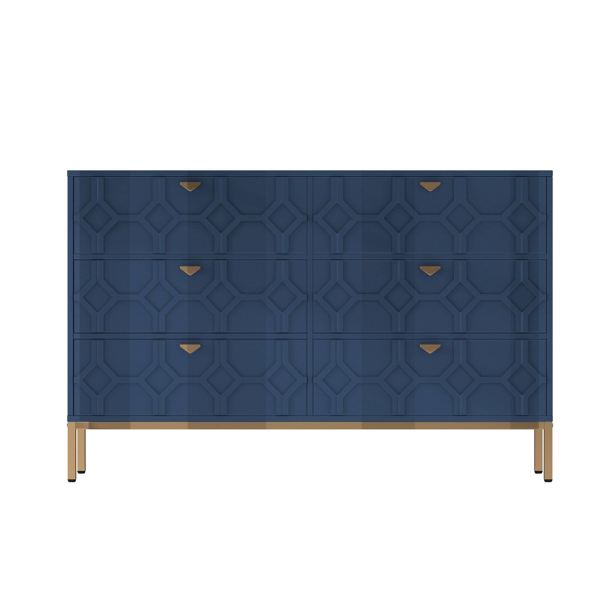 Alt View 1. Boyel Living - 31.77 in. H Freestanding Storage Cabinet Blue 6 Drawer Accent Cabinet - Blue.