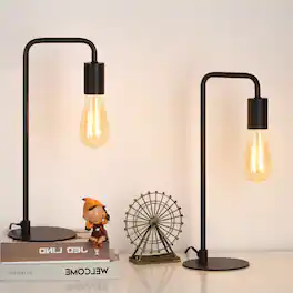 Oumilen - Set of 2 Minimalist Black Metal Desk Lamps with 67" Cord for Bedroom Living Room Office (Bulbs Not Included)