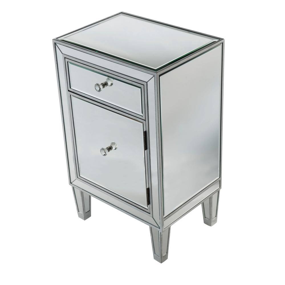 Alt View 4. Elegant Decor - End table 1 drawer 18in. W x 13in. D x 29in. H in antique silver paint - Antique Silver.
