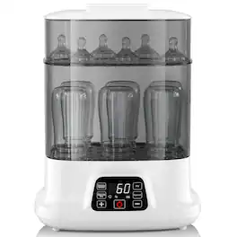 GlowWise - Advanced Baby Bottle Sterilizer and Dryer, 10-Bottle Capacity, Steam Sterilizer for All Bottles & Parts, Touch Screen - White