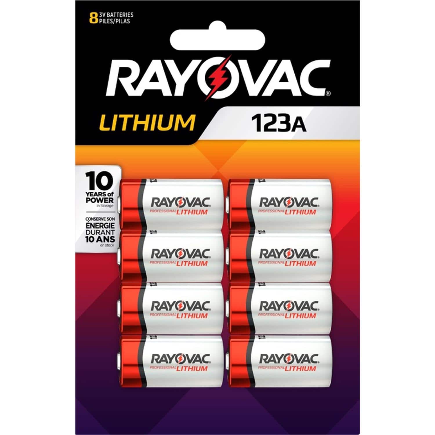 Rayovac - Lithium 123A 3 V Camera Battery 8 pk