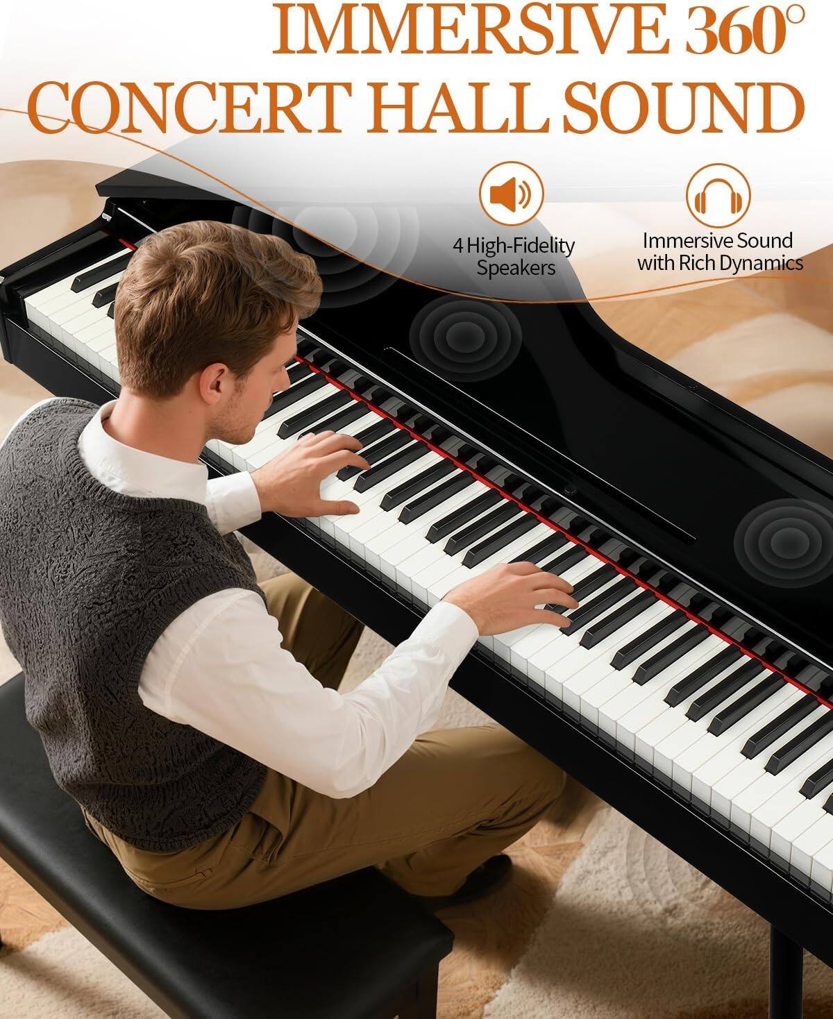 Winado 88 Key Weighted Action Grand Piano, Foldable Digital Piano ...