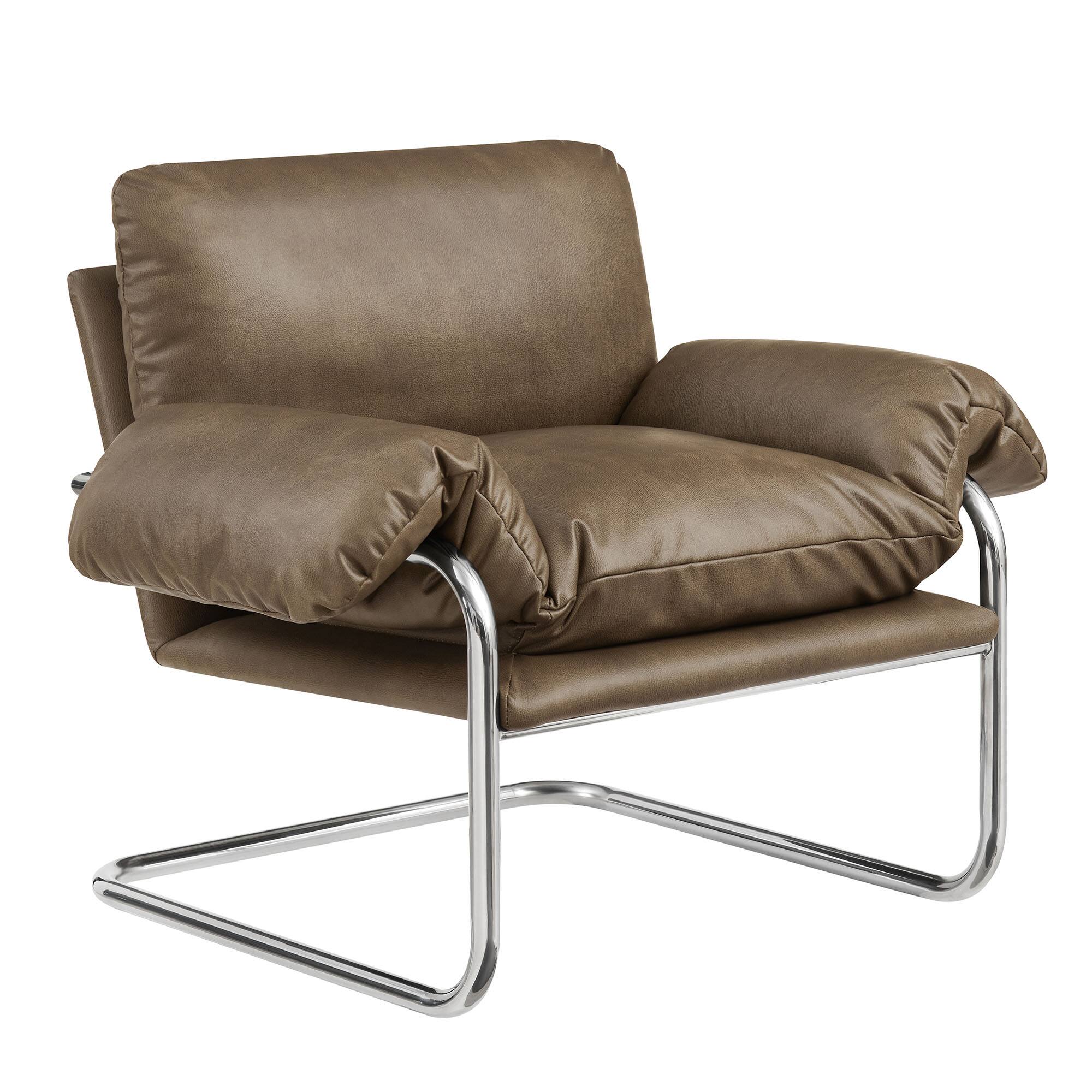 Angle. Modway - Ansel Vegan Leather Accent Chair by Modway - Mushroom.