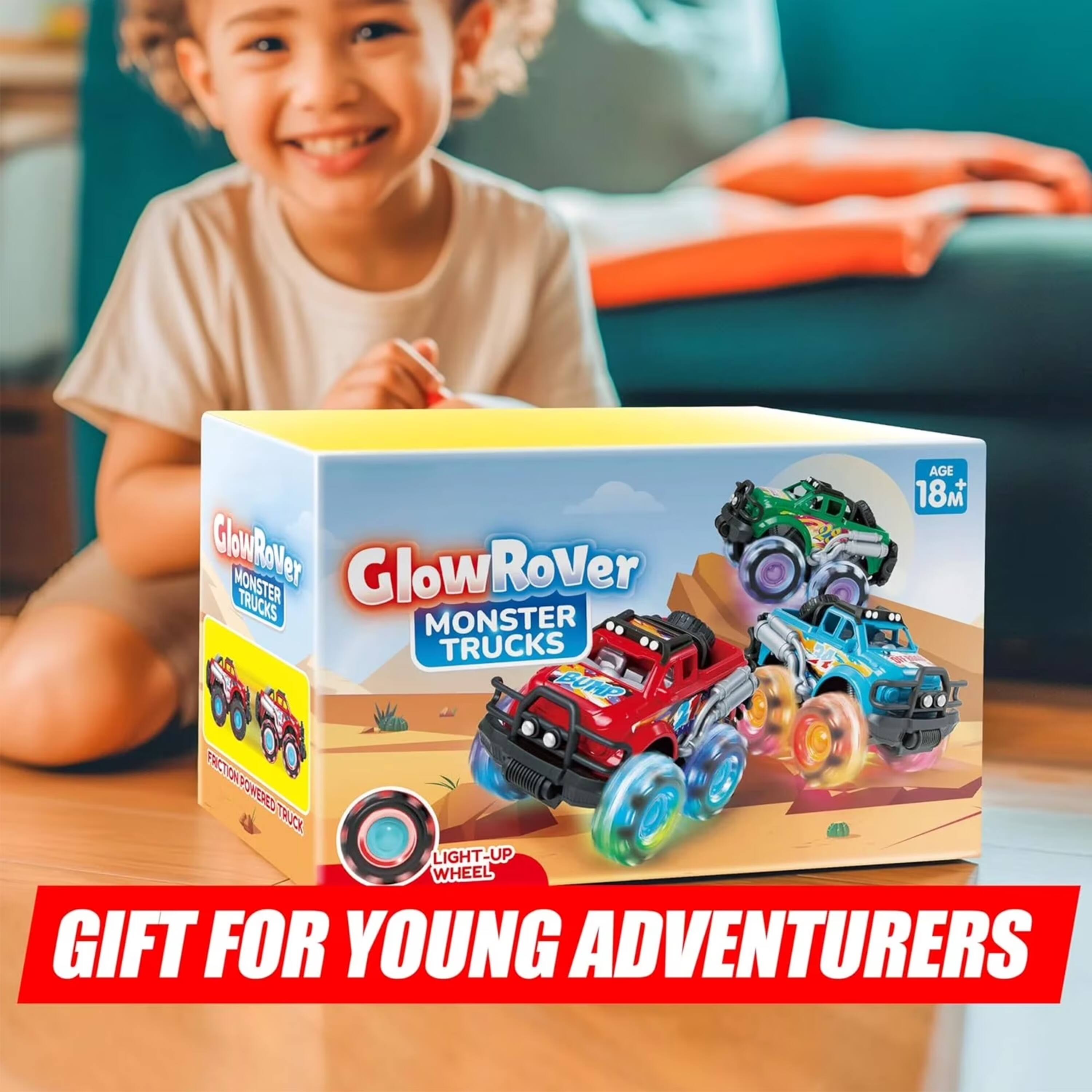 AGE 18M GlowRover MONSTER TRUCKS BUNR PRCTONPOWREDTRUK OWED TRUCK TR LIGHT-UP WHEEL GIFT FOR YOUNG ADVENTURERS