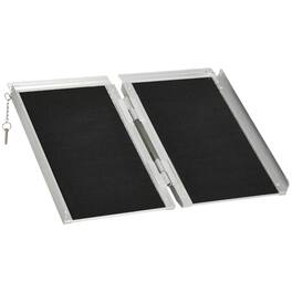 Homcom - Wheelchair Ramp 2FT, Folding Aluminum Threshold Ramp with Non-Slip Surface, Transition Plate - Black
