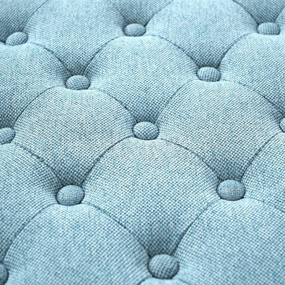 Alt View 7. Ropilly - Ropilly Light Blue Tufted Fabric Storage Bench with Rolled Arms for Bedroom Entryway - Light Blue.