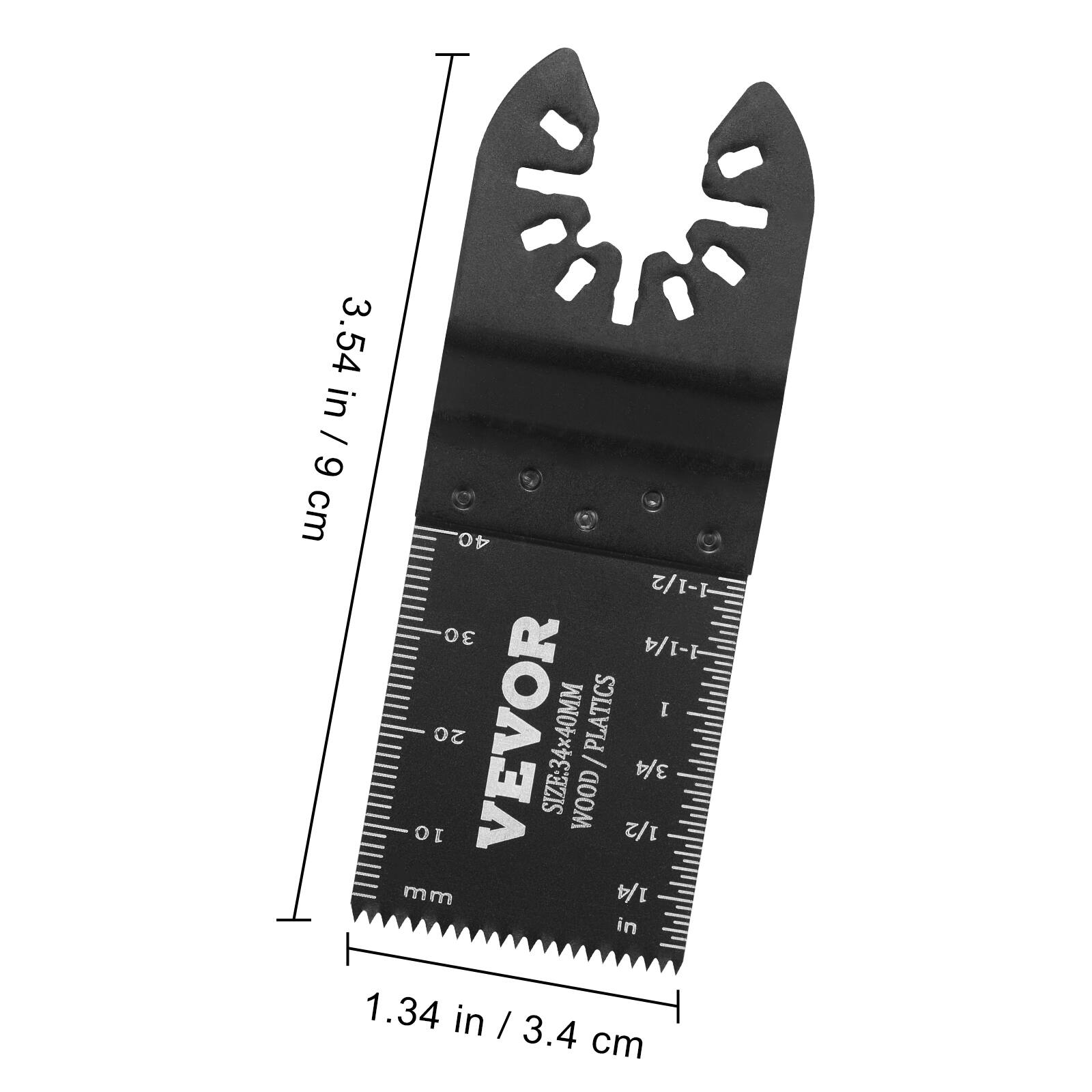 3.54 in / 9 cm  
1.34 in / 3.4 cm  
SIZE: 34x40MM  
WOOD / PLASTICS  
VEVOR