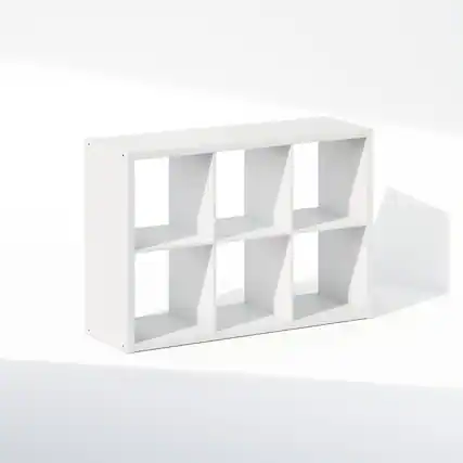Front. Furinno - Cubic Open Back Multipurpose Clothing & Closet Storage Organizer Shelf, 6-Cube - White.