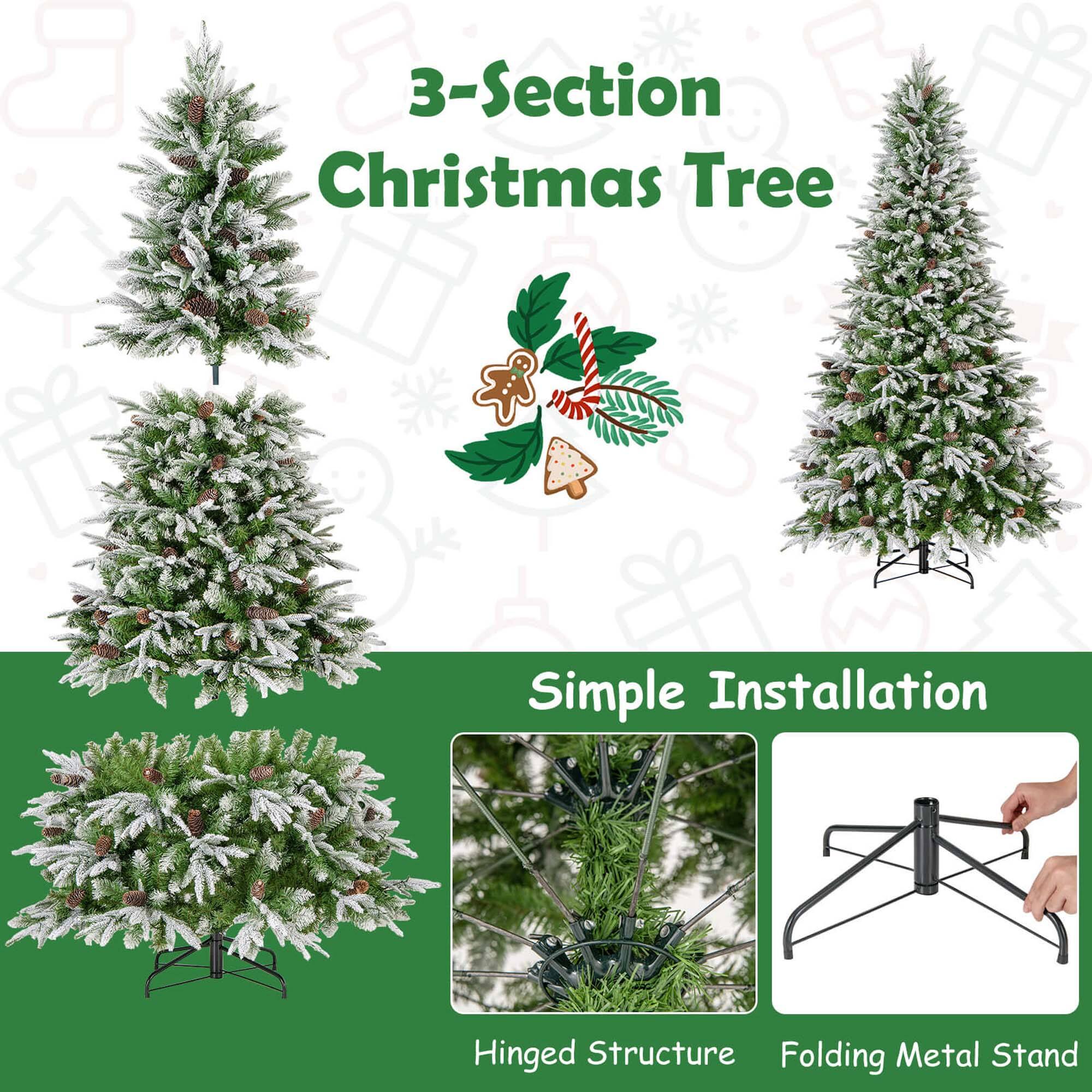 3-Section Christmas Tree
Simple Installation
Hinged Structure
Folding Metal Stand