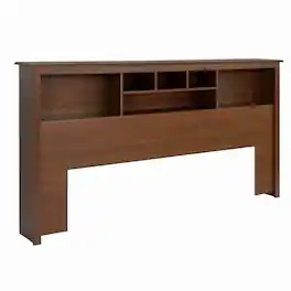 Hivvago - King size Bookcase Headboard Book Shelf in Dark Wood Finish - Cherry