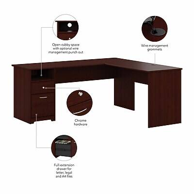 Open cubby space with optional wire management punch out  
Wire management grommets  
Chrome hardware  
Full-extension drawer for letter, legal and A4 files