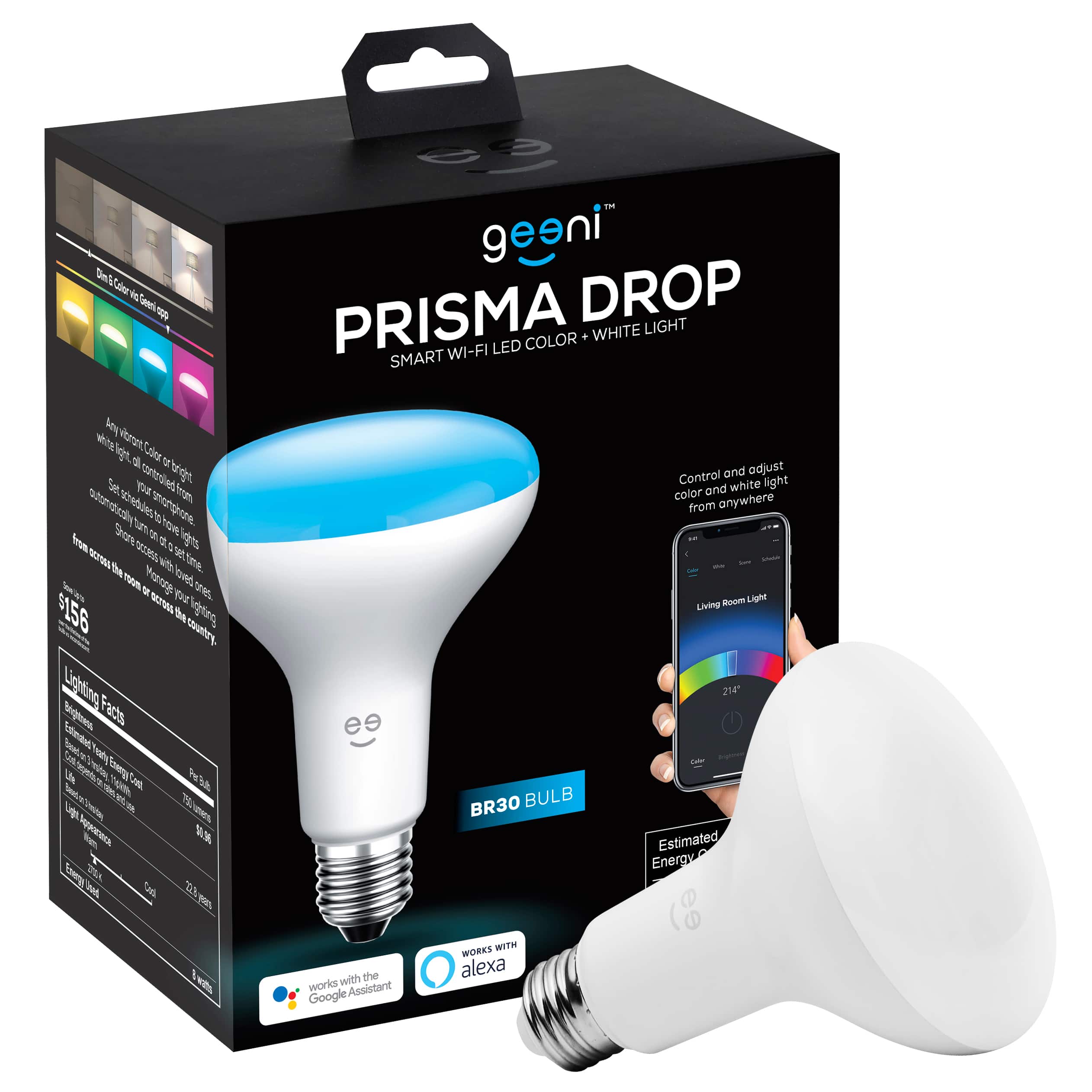 Front. Geeni - Prisma Drop BR30 Add-On Smart LED Light Bulb - Multicolor.