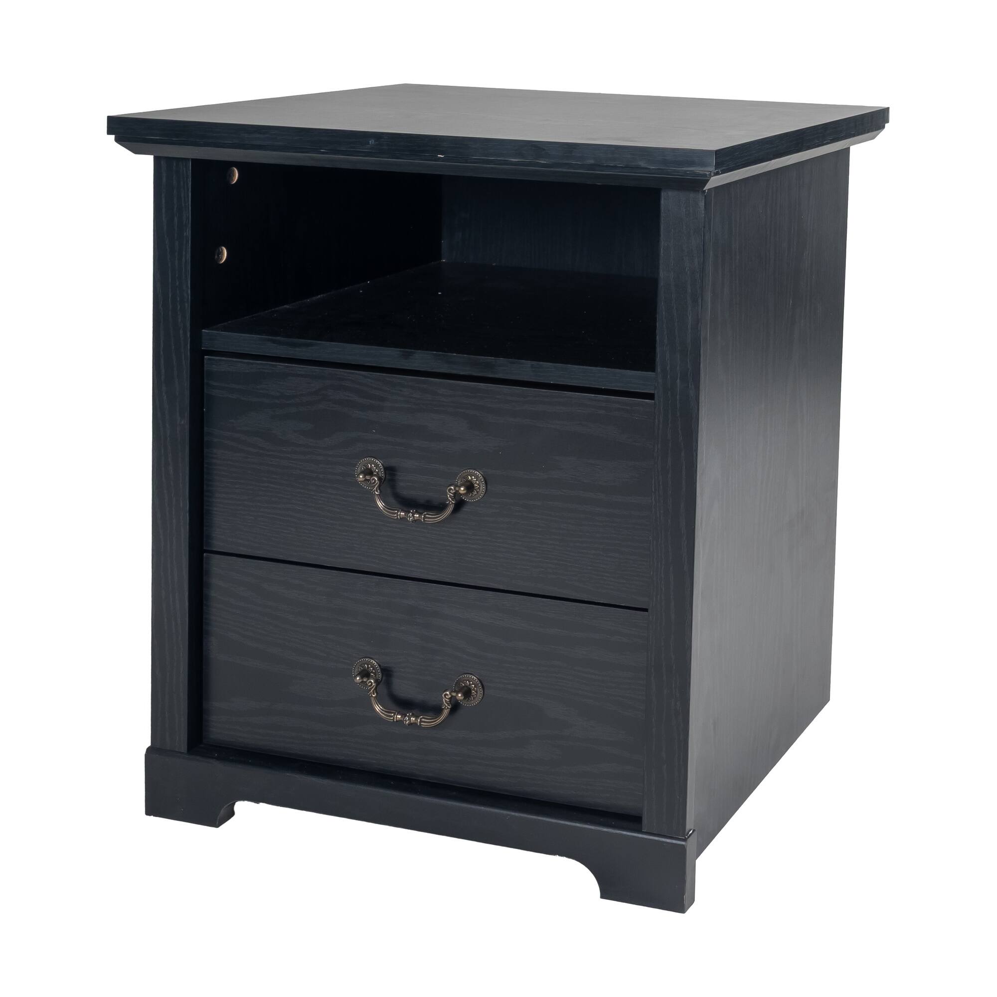 Alt View 1. Boyel Living - 2-Drawer Nightstand with Open Storage Shelf - Black.