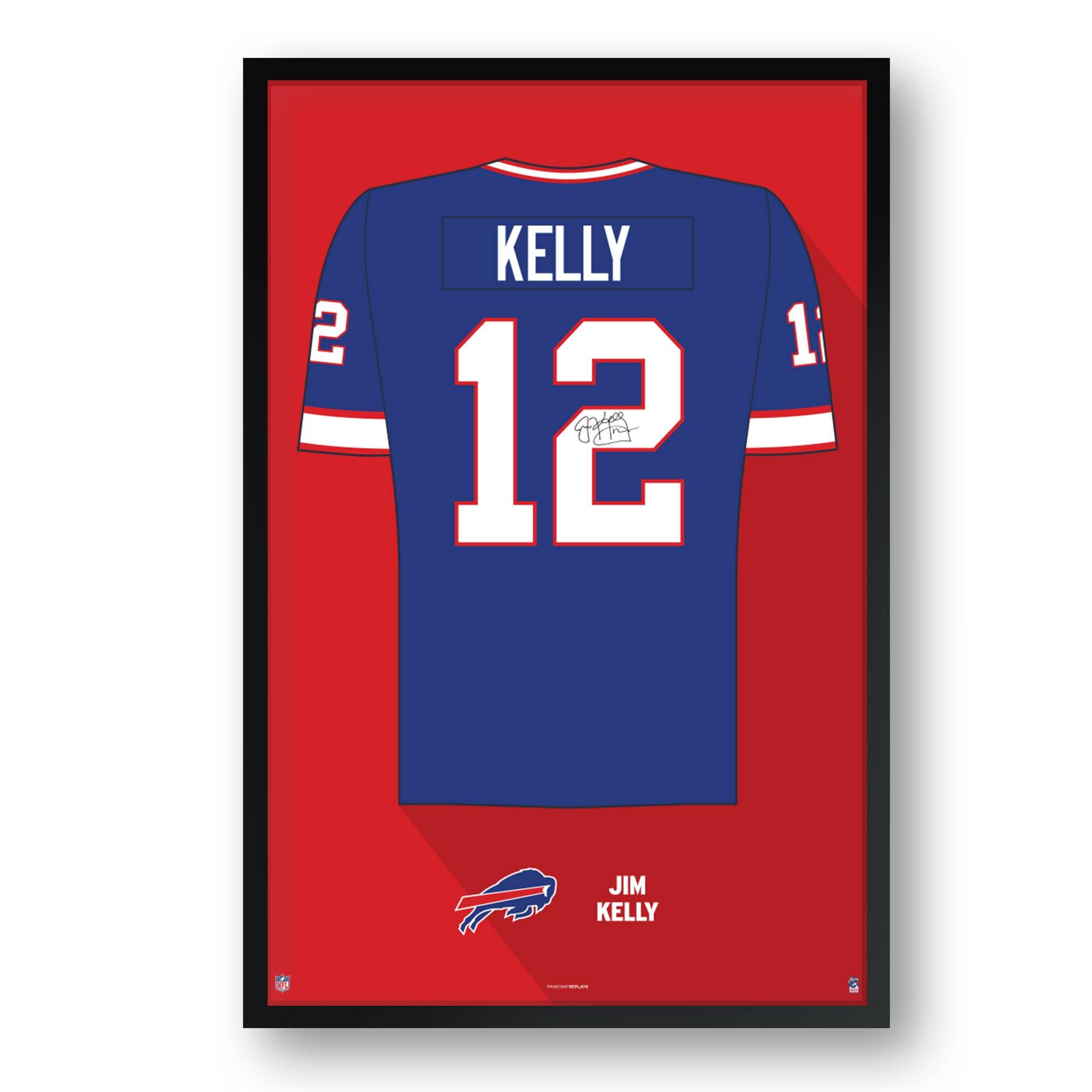 Sporticulture - Jim Kelly Buffalo Bills Framed 14" x 20" Retired Jersey Art Print - Multicolor