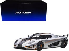 Koenigsegg Agera RS Accents 1/18 Model Car by Autoart - Moon Silver With Carbon And Orange
