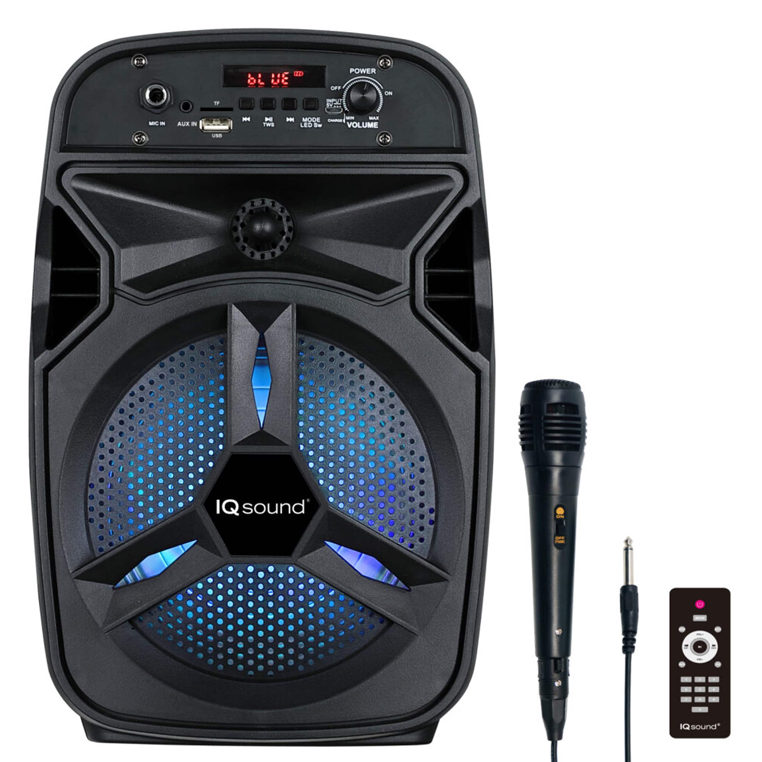 iQ Sound - 8 Inch Bluetooth LED Display Speaker With Remote Control in Black