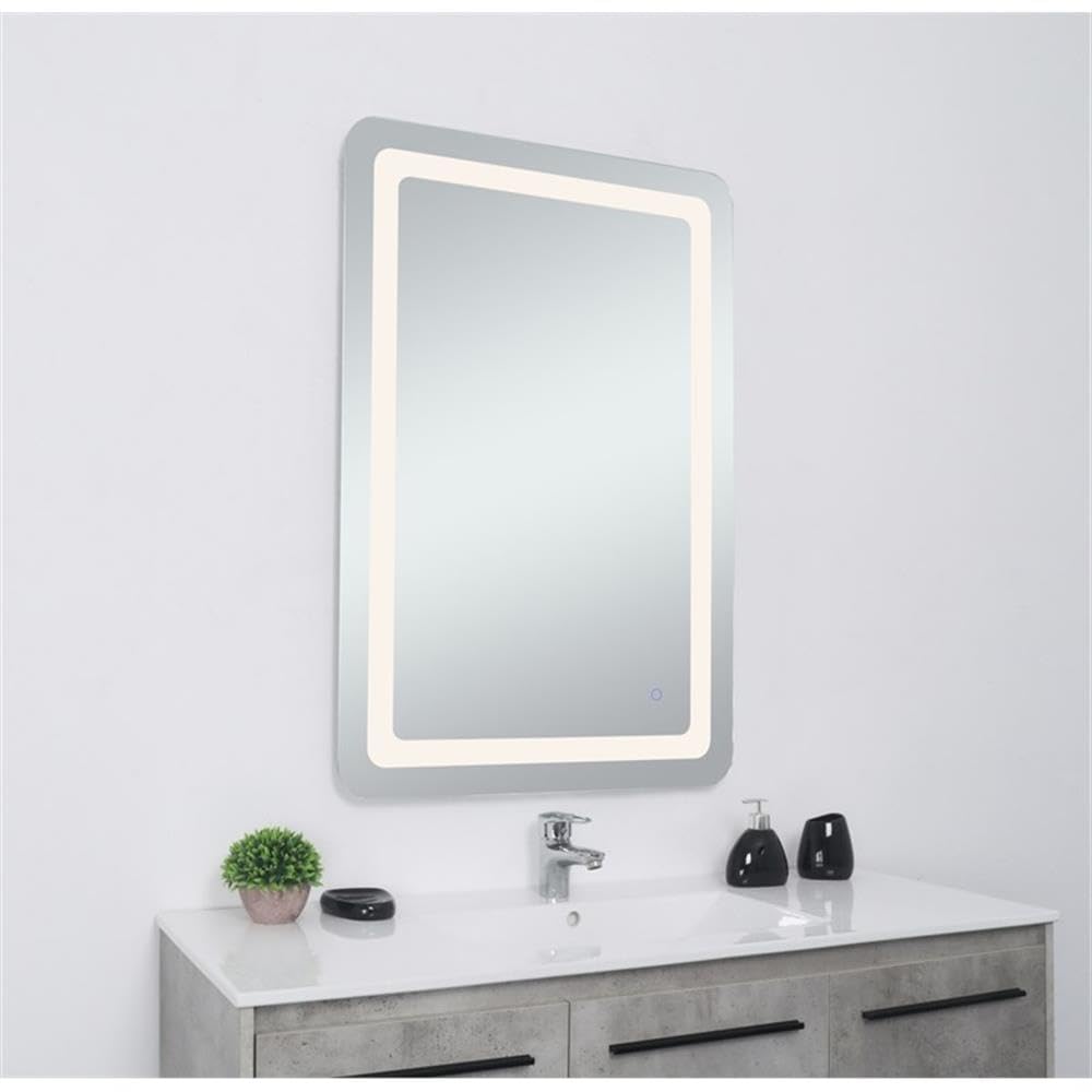 Angle. Elegant Decor - Genesis 24in x 40in soft edge LED mirror - Glossy White.