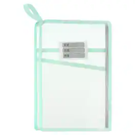 Unique Bargains - Mesh Zipper Pouch 12.2x9.3 Inch Transparent Multi-layer A4 File Organizer with Strap for Home Office and School - Green
