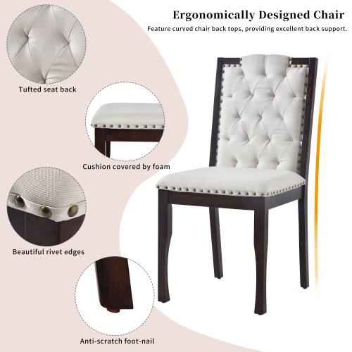 Ergonomically Designed Chair

Feature curved chair back tops, providing excellent back support.

- Tufted seat back
- Cushion covered by foam
- Beautiful rivet edges
- Anti-scratch foot-nail