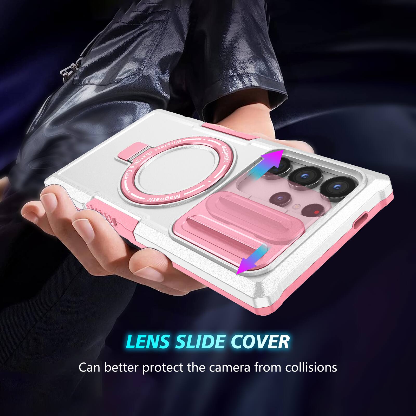 Wireless charging Case Magnetic LENS SLIDE COVER Can better protect the camera from collisions