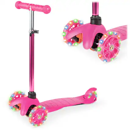 Front. Best Choice Products - Best Choice Products Kids Mini Kick Scooter Toy w/ Light-Up Wheels and Height Adjustable T-Bar - Light Pink - Light Pink.