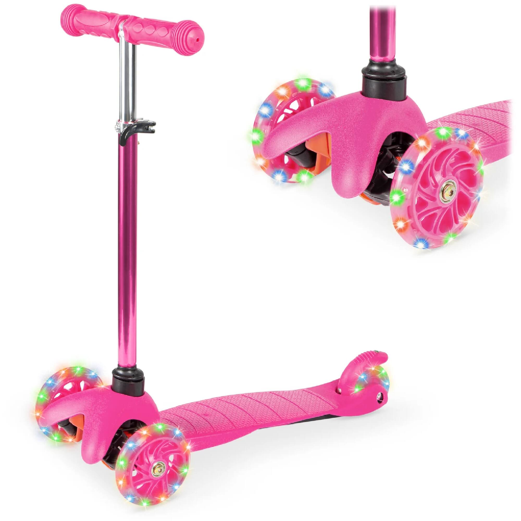 Front. Best Choice Products - Best Choice Products Kids Mini Kick Scooter Toy w/ Light-Up Wheels and Height Adjustable T-Bar - Light Pink - Light Pink.