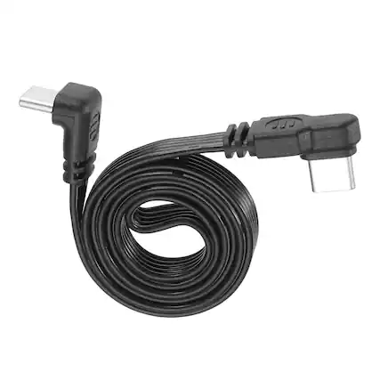 Front. Unique Bargains - Flat USB C Cable Right Angle Type C Charging Cord Silicone 480Mbps Extension - Black.