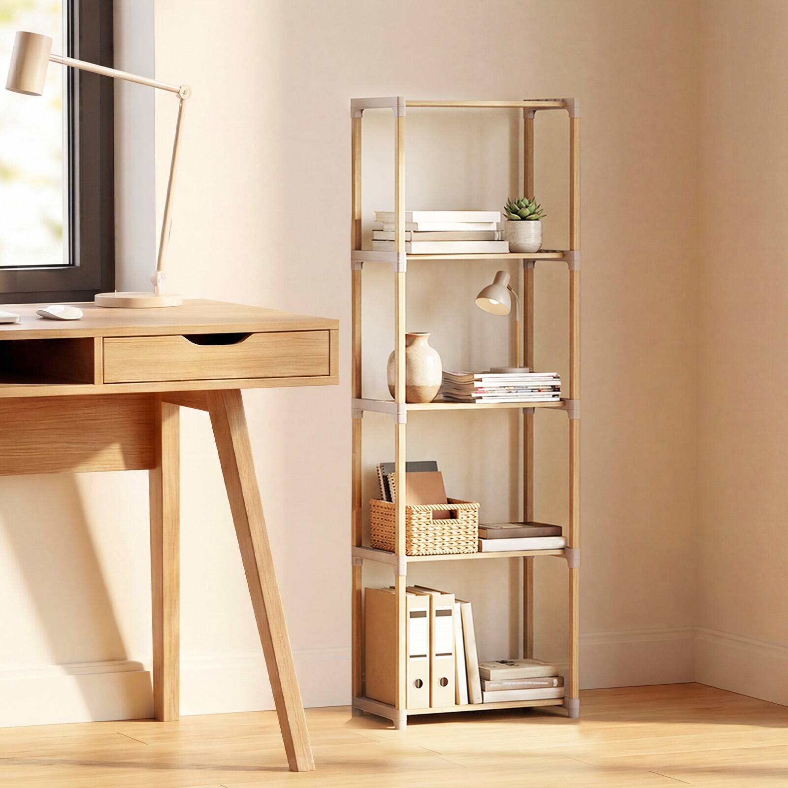 Alt View 1. Gymax - Gymax 2PCS 5-Tier Bookshelf w/Open Shelves Freestanding Storage Organizer for Home - Gray.