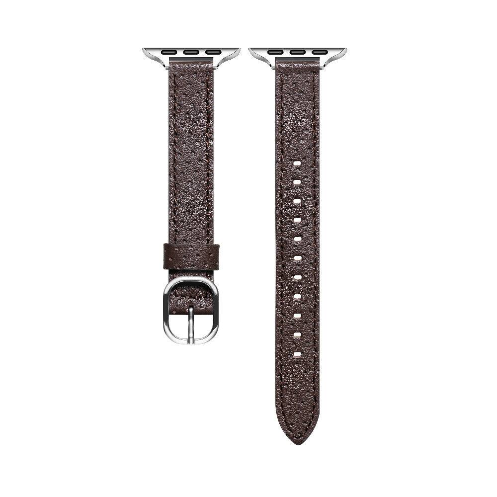 Left. Posh Tech - Carmen Perforated Leather Band for Apple Watch - Chocolate.
