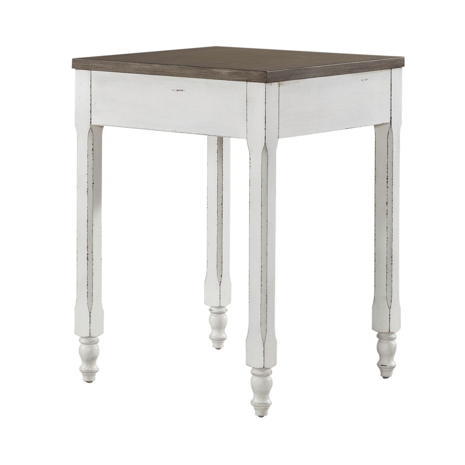 Left. Liberty Furniture Industries - Corner Filler Table European Traditional - Antique White & Weathered Bark - Antique White & Weathered Bark.