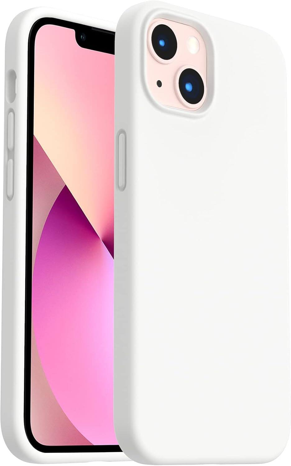 Ornarto - Shockproof Liquid Silicone Designed for iPhone 13 Case Anti-Shock Cover Drop Protection 6.1inch - White