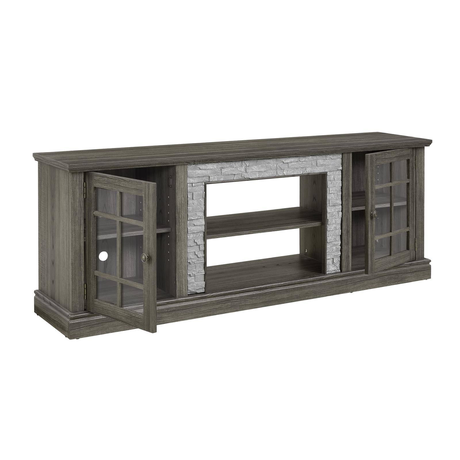 Alt View 6. Spaco - Spaco 70" Modern TV Stand with 2-Door Storage, Faux Stone Media Console Cabinet, Entertainment Center for Living Room - Grey.