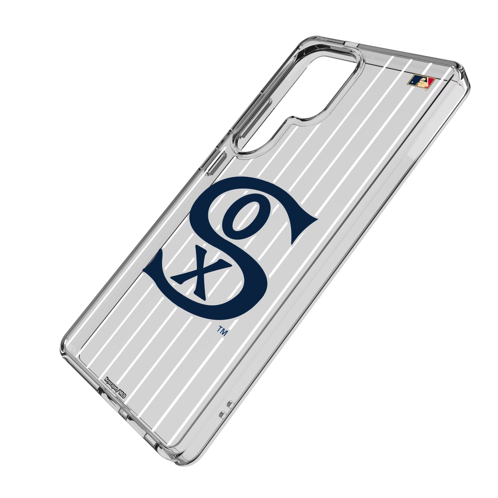 Alt View 1. Keyscaper - Chicago White Sox 1919-1921 Cooperstown Pinstripe Galaxy Clear Case - S23 - Multicolor.