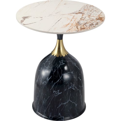 Front. LeisureMod - Modern Bell-Shaped Steel Top Accent Table with Powder Coated Finish for Living Room or Office - Stone Black.