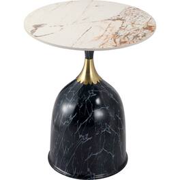 LeisureMod - Modern Bell-Shaped Steel Top Accent Table with Powder Coated Finish for Living Room or Office - Stone Black