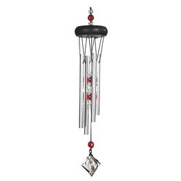 FC Design - 15" Long Red Wooden Top Gem Wind Chime Outdoor Patio or Garden Hanging Decoration - Multi-Color