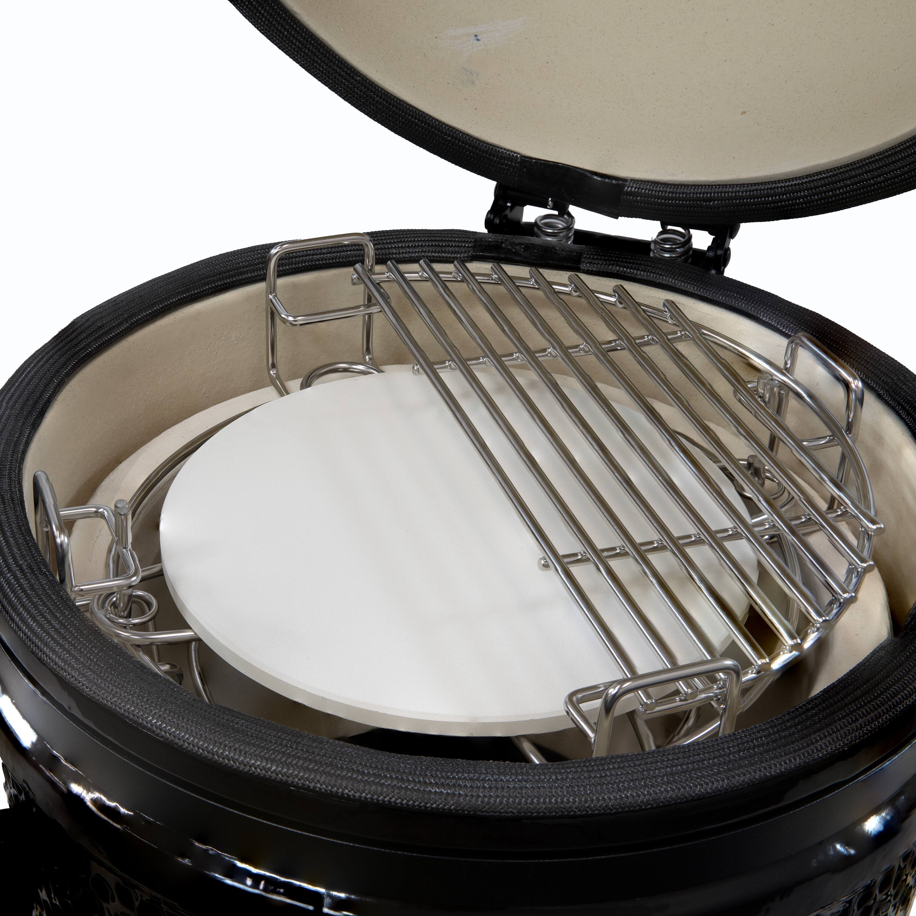 Alt View 7. Sunnydaze - Half Moon Cooking Grate System for 15" Kamado Egg Grill - Silver.