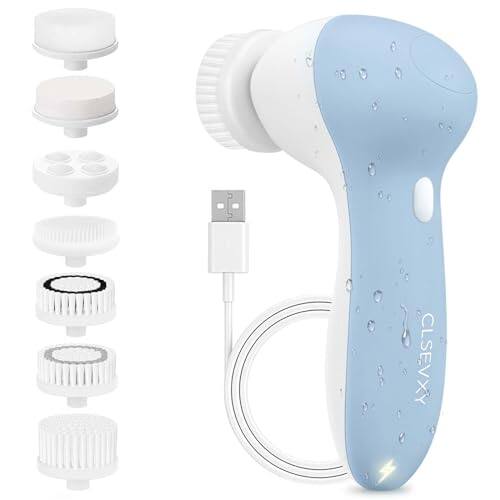 Front. DORLUKFU - Rechargeable Facial Cleansing Spin Brush Set with 7 Exfoliating Brush Heads - Complete Face Spa System by - Advanced.
