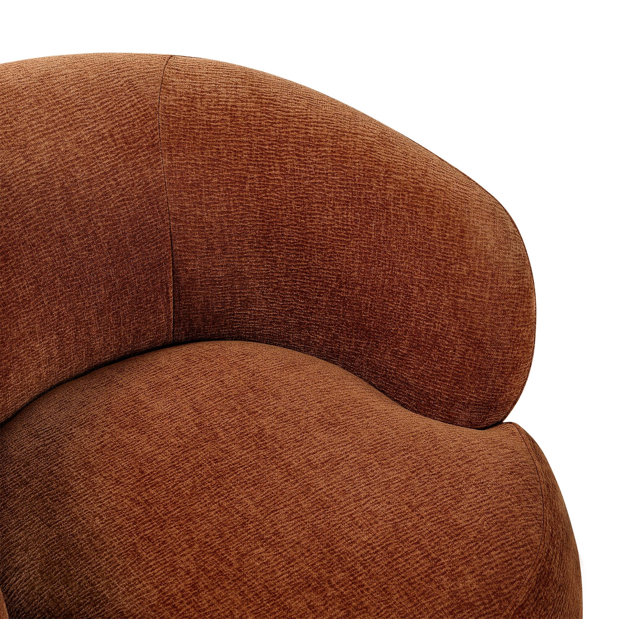 Alt View 4. Forest'nSky - Rusty Orange Modern Swivel Accent Chair, Round  Upholstered Barrel Chair with Plush Foam Cushion, Solid Wood Base - Rusty Orange.