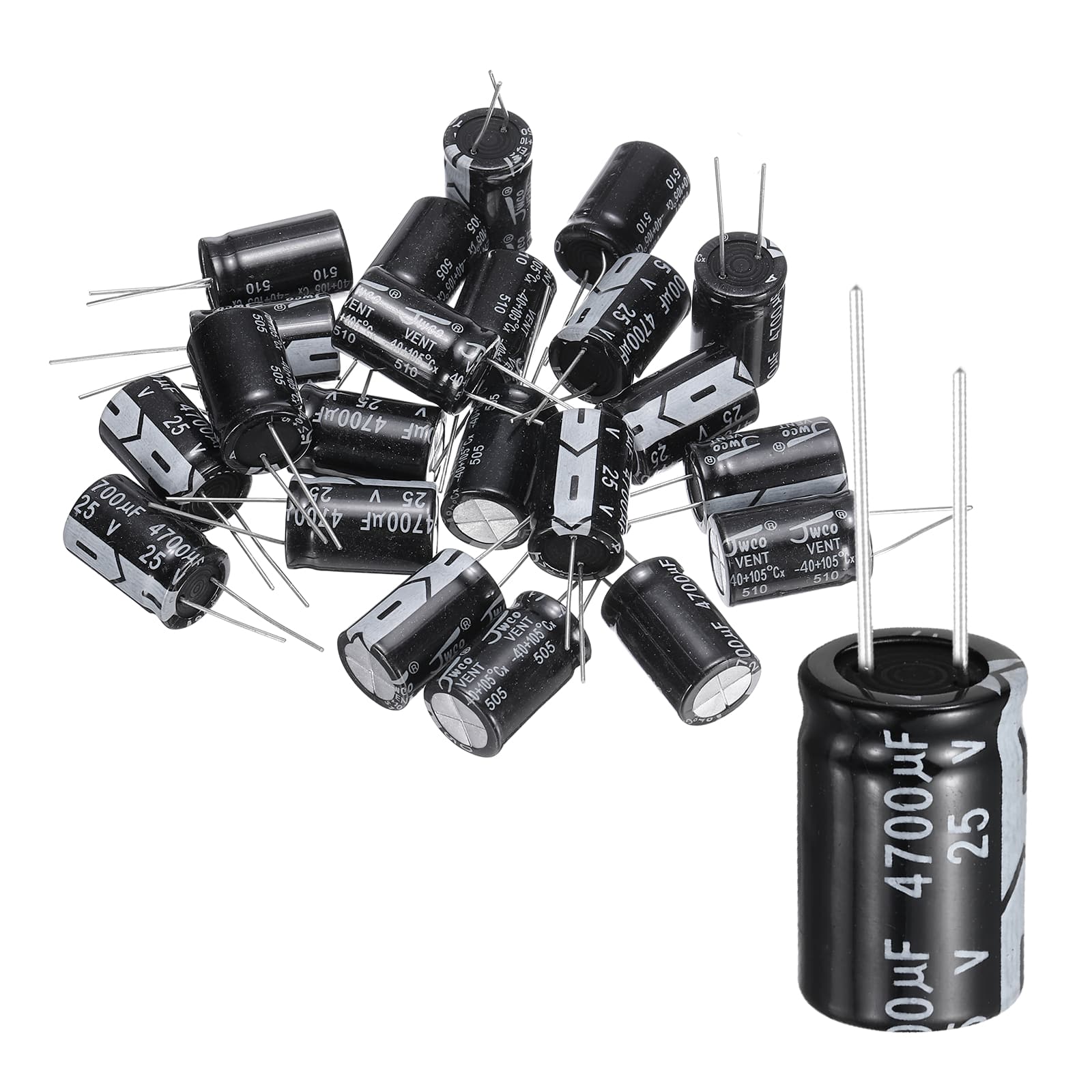 Unique Bargains - 4700uF 25V 16x25mm Electrolytic Capacitor, 105C High Temp Radial Leads, for TVs/LCDs/VCD, 30pcs - Black price history on PriceWatchPro