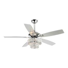 Parrot Uncle - 52" Crystal Chandelier Ceiling Fan with Light and Remote Control - Chrome