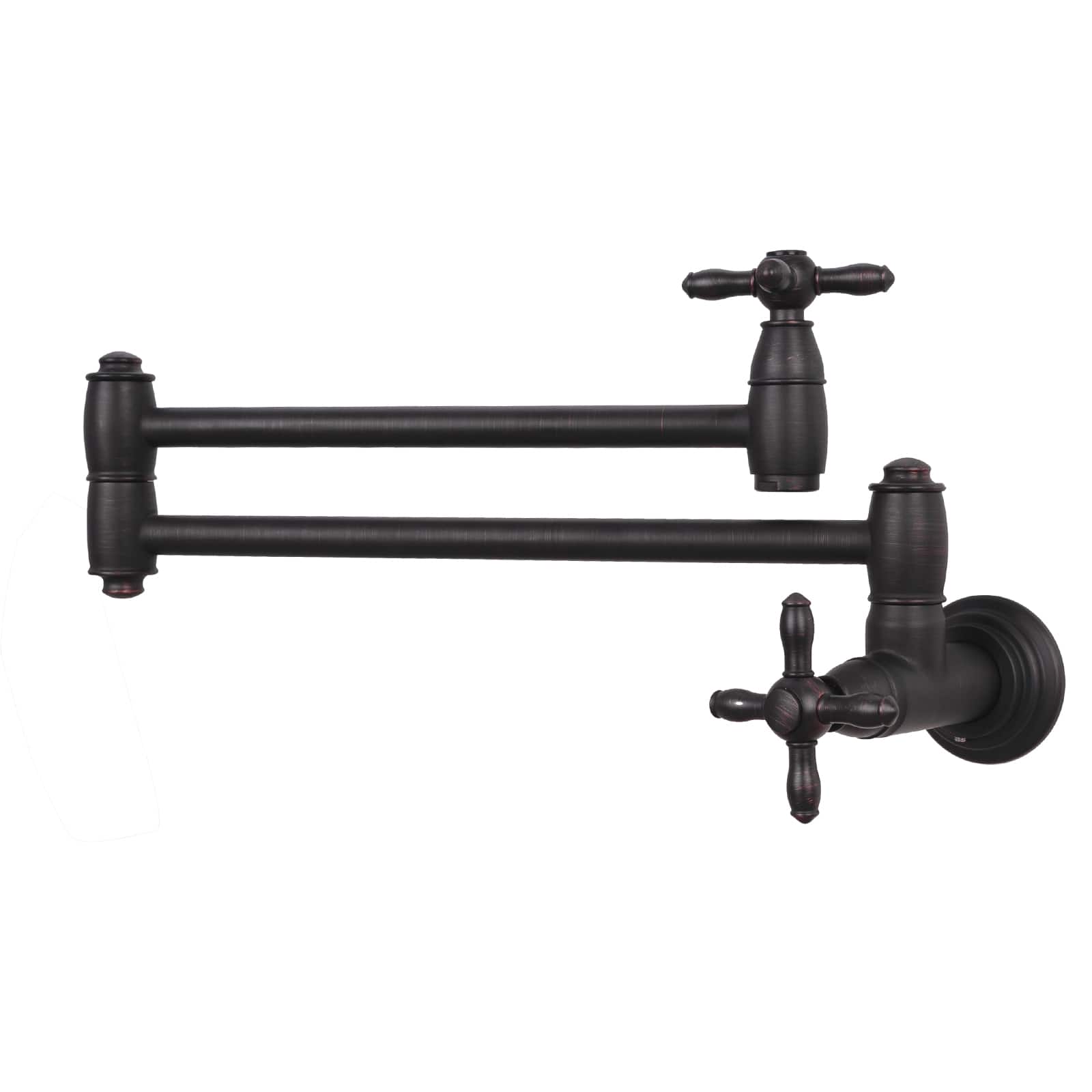Solid Brass Wall Mount Pot Filler Kitchen Faucet with Double Joint Swing Arms for Stovetop in Oil Rubbed Bronze