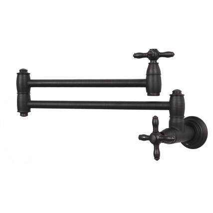 Front. Akicon - Akicon Solid Brass Wall Mount Pot Filler Kitchen Faucet with Double Joint Swing Arms for Stovetop in Oil Rubbed Bronze - Oil Rubbed Bronze.