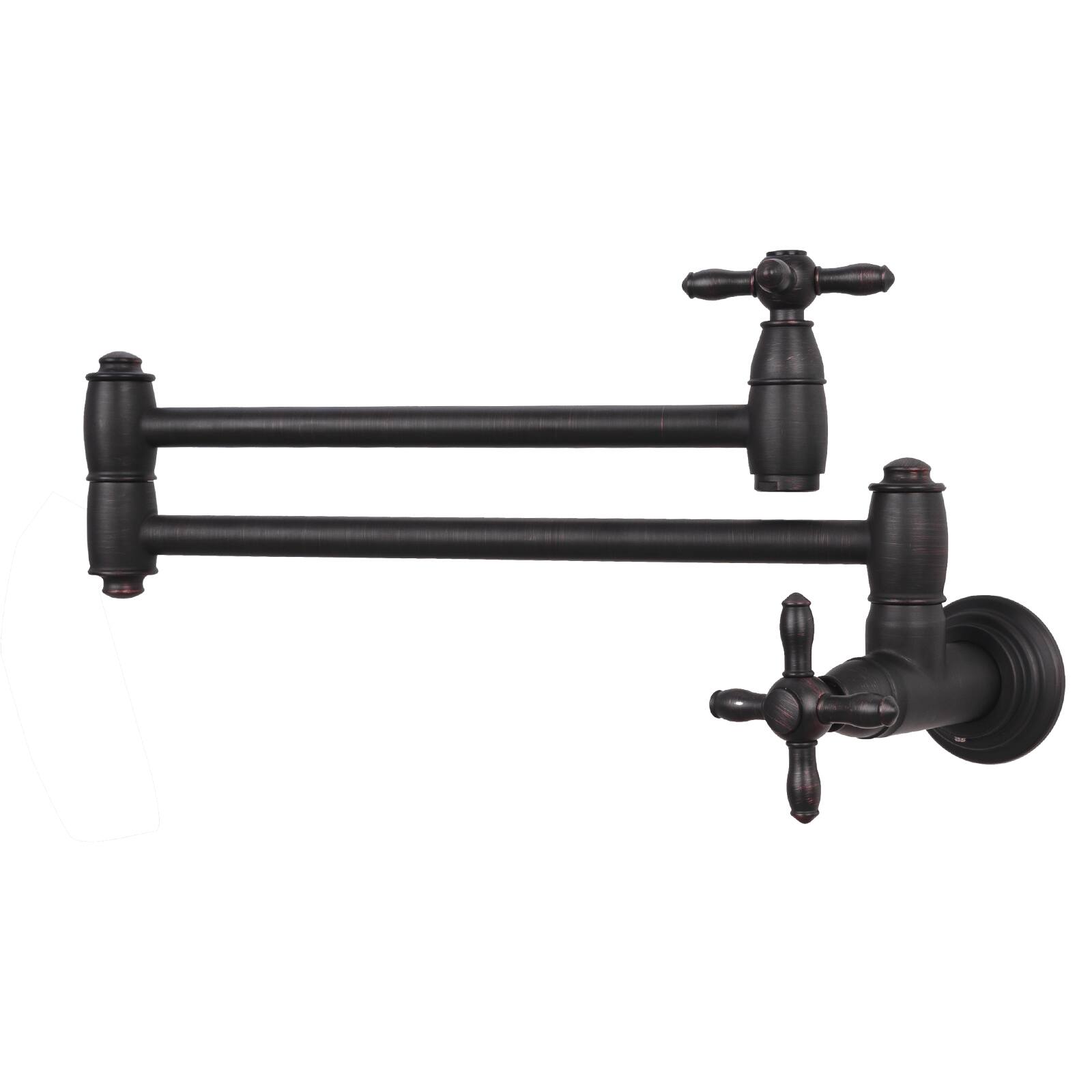 Front. Akicon - Akicon Solid Brass Wall Mount Pot Filler Kitchen Faucet with Double Joint Swing Arms for Stovetop in Oil Rubbed Bronze - Oil Rubbed Bronze.