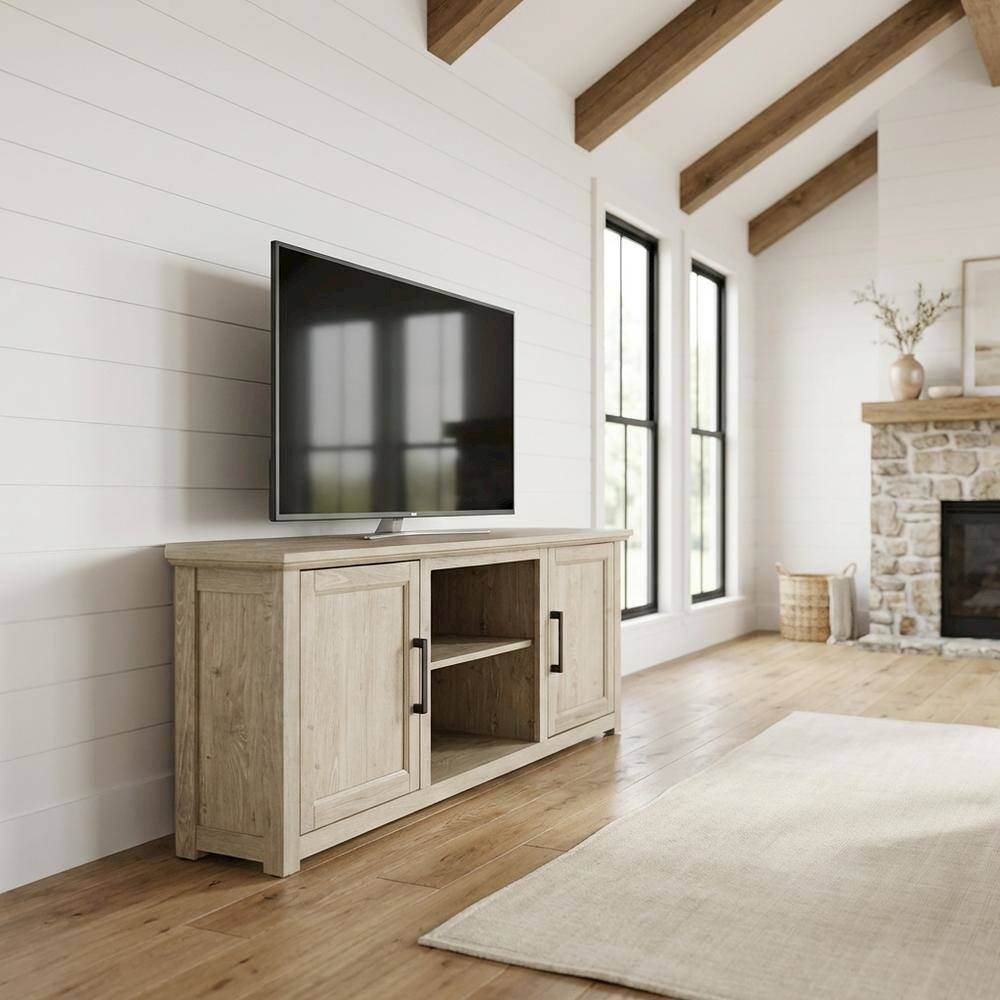 Alt View 1. FurniFact - Corner TV stand for 65+ inch TVs in classic wood finish with ample storage space - Black.