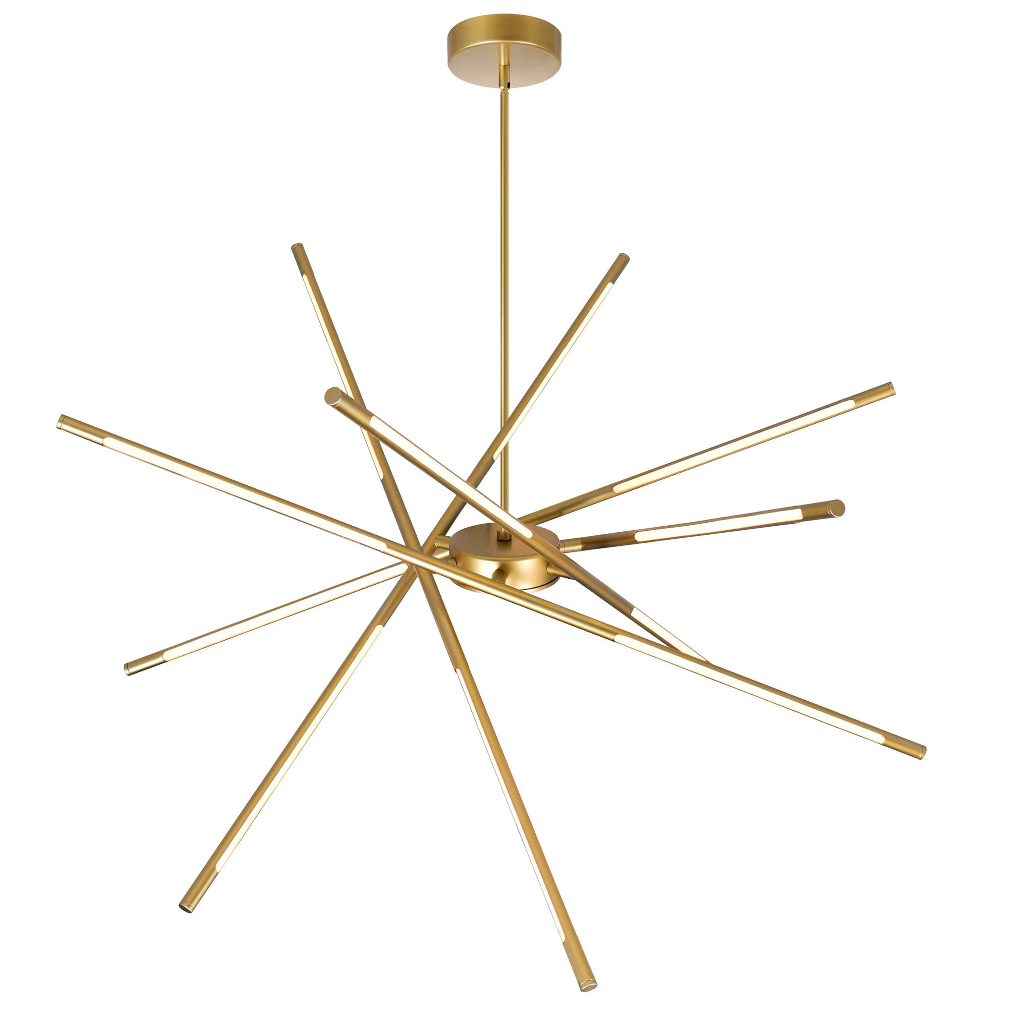 Left. CWI Lighting - Oskil LED Integrated Chandelier With Satin Gold Finish - Satin Gold.