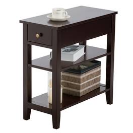 Gymax - 3 Tier Nightstand Bedside Table Sofa Side End Table w/Double Shelves Drawer - Brown